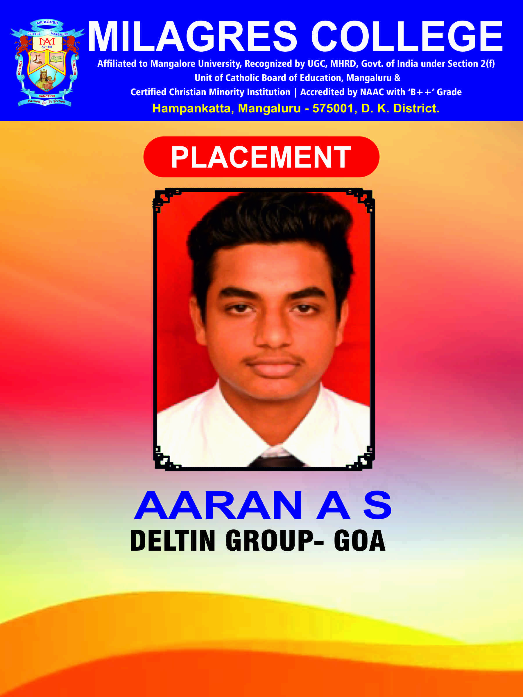 Successfully placed student